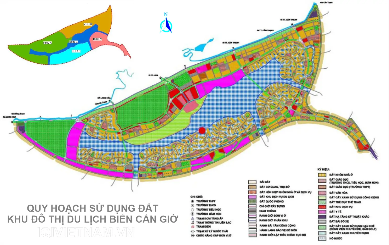 Bản đồ quy hoạch phát triển du lịch sinh thái tại Cần Giờ, làm nổi bật vị trí của Vinhomes Green Paradise