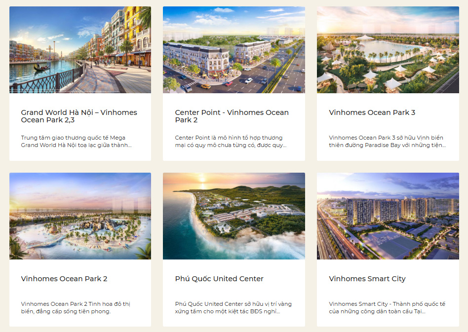 Các dự án thành công và đang thực hiện của Vinhomes